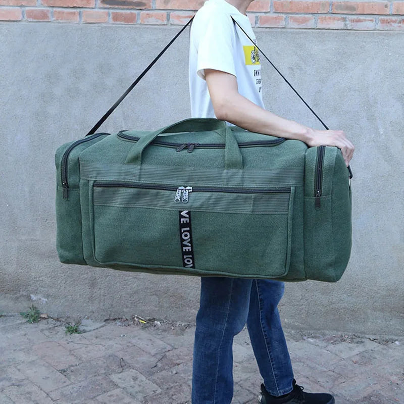 Waterproof Canvas Duffel Bag Travel Sports Green