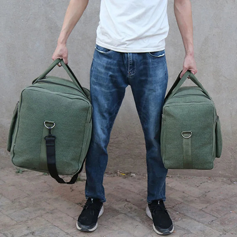 Waterproof Canvas Duffel Bag Travel Sports Green